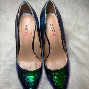 JustFab Green Iridescent Heels